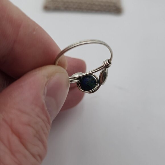 Size 7.75 Sterling Silver Handmade Wire Chrysocolla Stone Ring A3280 - Picture 5 of 8